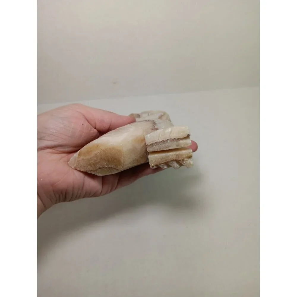 Vintage Large Natural Stone Alabaster Owl Figurine Paperweight